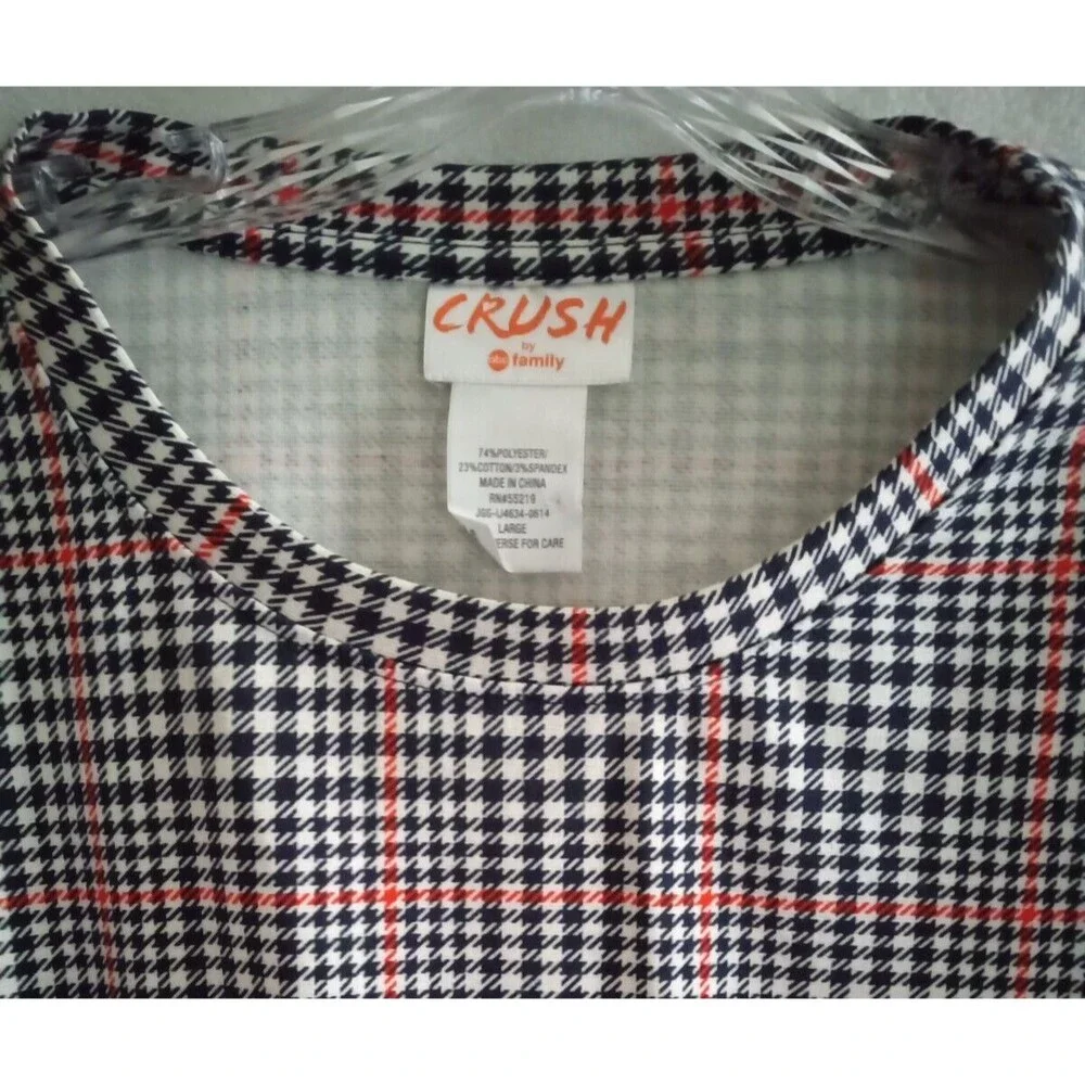 CRUSH Crop Top ABC Family Womens Large Houndstooth Plaid Long Sleeve NWT